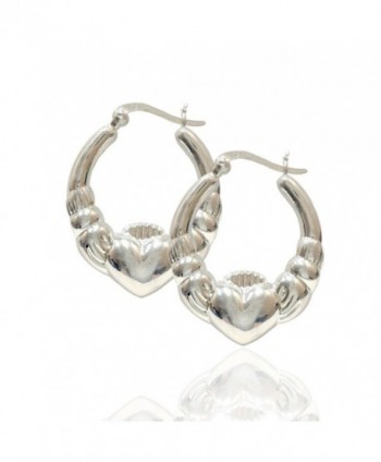 .925 Sterling Silver Polished Claddagh Hoop Earrings - CK11OZCL5DR
