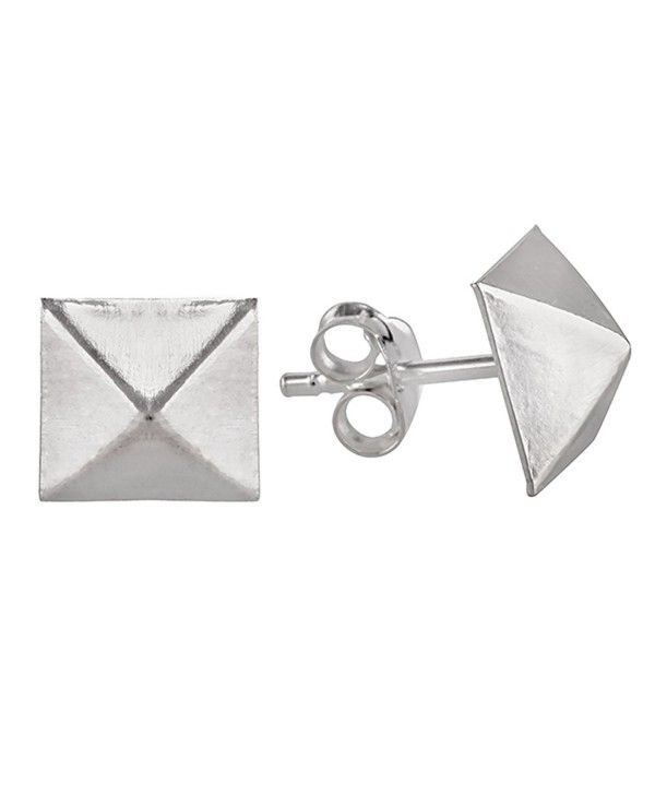 925 Sterling Silver and Stainless Steel Pyramid Stud Earrings - CX11GBSN1P3