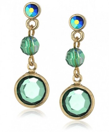 1928 Jewelry Gold-Tone Emerald Green Color AB Drop Earrings - CV12MX5GP1E
