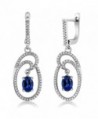 3.44 Ct Oval Blue Simulated Sapphire 925 Sterling Silver Dangling Earrings 1.5" Inch - CE11LXFKJ3V