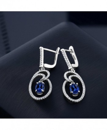 Simulated Sapphire Sterling Dangling Earrings in Women's Drop & Dangle Earrings