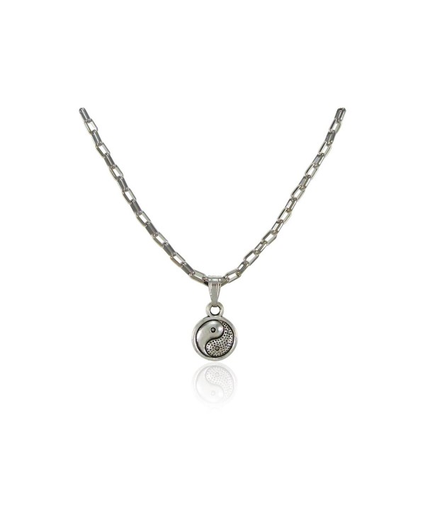 Mens Womens Stainless Steel Yin Yang Pendant Necklace 16 Inches Nickel Free Jewelry - CC12IXRIIN9