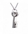 Lovers Key to Your Heart Stainless Steel Pendant Chain Necklace 21" - C211MMM4T7V