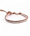 Silver Nugget Wrap Bracelet Metal Beads Handmade in a Brown Lather 1 Layers Fashion Woven Bangle. - CQ128KSUQIV
