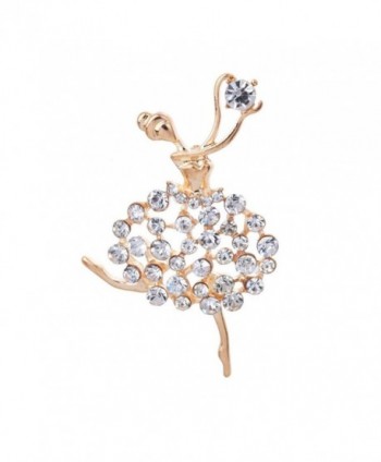 YAZILIND Faux Diamond Crystal Ballerina Dancing-Girl Pin Brooch Breastpin - gold-plated - C811XKIIX7N