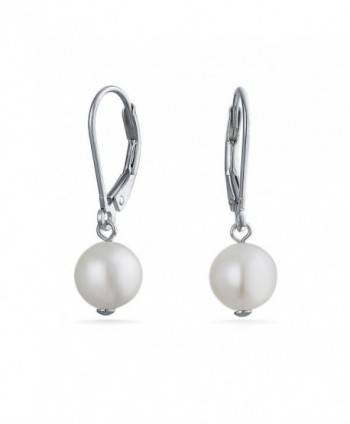 Bling Jewelry Sterling Silver White Freshwater Cultured Pearl Leverback Earrings - CO117K863H1