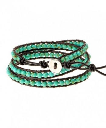 ZLYC Turquoise Leather Bracelet Jewelry