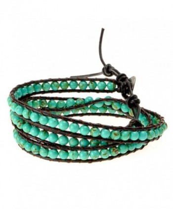 ZLYC Turquoise Leather Bracelet Jewelry in Women's Stretch Bracelets