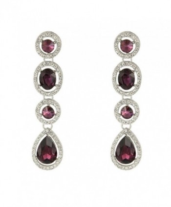 EleQueen Women's Silver-tone Austrian Crystal Art Deco Teardrop Bridal Long Dangle Earrings - Purple - CU11W6X84F9