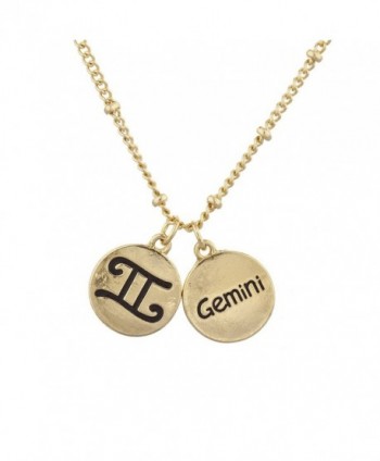 Lux Accessories Goldtone Gemini and Astrological Sign Charm Necklace - CX12L9TVI3P