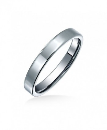 Bling Jewelry Unisex Polished Tungsten Flat Wedding Band Ring 3mm - CG1177DPSTX