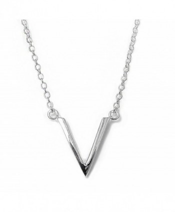 V Open Triangle Pendant Necklace .925 Sterling Silver Trendy Everyday Jewelry - C312NZGAR1Q