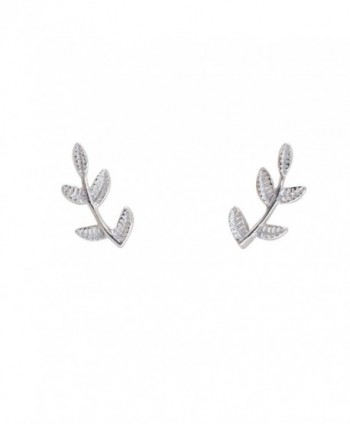 Humble Chic Tiny Leaf Studs - 925 Sterling Silver Delicate Branch Post Ear Stud Earrings - CI12BPHOD1Z