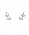 Humble Chic Tiny Leaf Studs - 925 Sterling Silver Delicate Branch Post Ear Stud Earrings - CI12BPHOD1Z