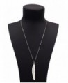 Geerier Simple Silver Metal Chain Pendant Feather Necklace With Crystal Synthetic Diamond - Feather 1 - CZ183IL3CZ7
