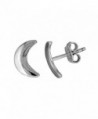 Tiny Sterling Silver Half Moon Stud Earrings 3/8 inch - CZ111B2CMZJ