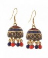 Zephyrr Fashion Junk Tibetan Beaded Hook Jhumki Earrings For Women - Multicolor - CC17YUSUR3O
