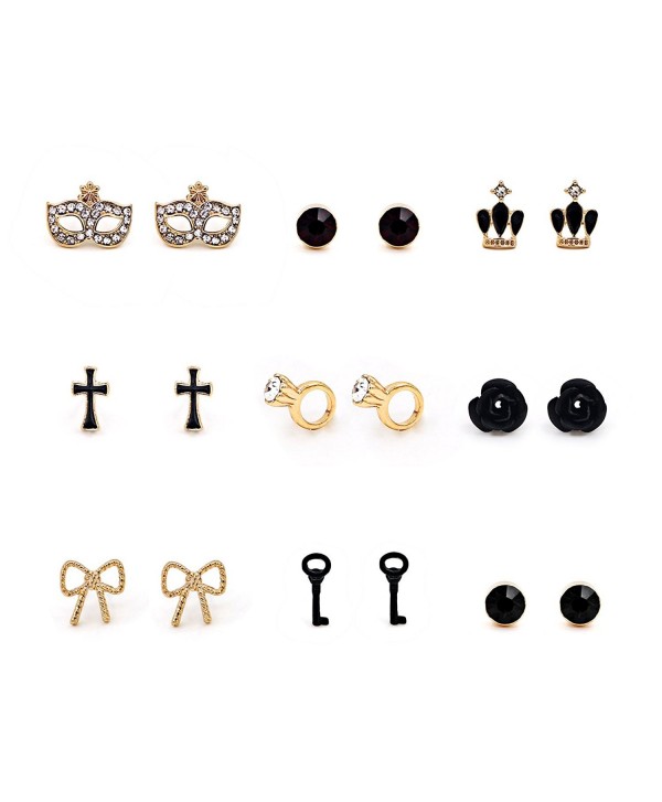 Hanloud Assorted Earrings Masquerade Crystal - 2 Tone Earrings Set - CU18C9SU2ET