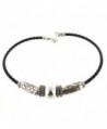 Womens Sterling Silver & Black Leather Ladies Anklet - CV11CPAKRNJ
