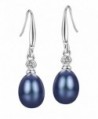 Mints Natural Black Pearl Earrings Sterling Silver Dangle Drop Earrings for Women - Black - CF1870O8ZEI