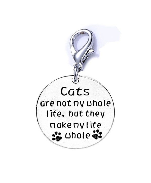 Cat Pet Memorial Charm "Cats are not my whole life- but they make my life whole " Clip on lobster clasp charm - CG17Z5K0H5Y