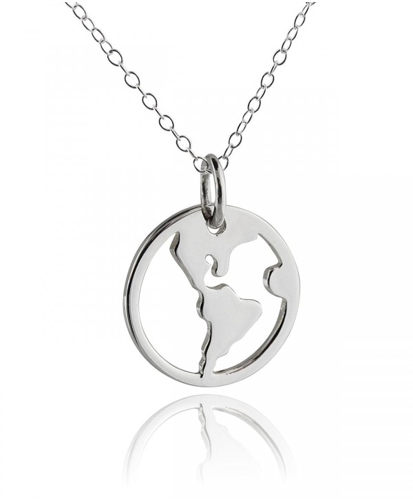 Sterling Silver World Globe Earth Pendant Necklace- 18" - CV12KI00AS9