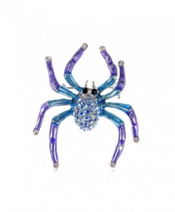Alilang Large Jet Black Crystal Rhinestone Widow Spider Insect Bug Fashionable Pin Brooch - Blue - CD1143SASEJ