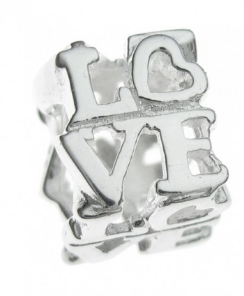 Sterling Silver Love You Letter Heart European Style Bead Charm - CE115XNN8F5