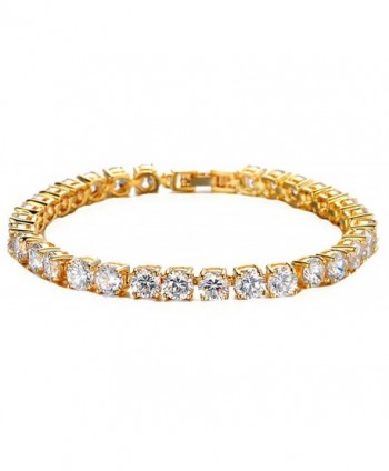 Moandy Jewellry White Gold Plated Tennis Bracelets Women Cubic Zirconia Chain Wedding Gift- White - Gold - C5128YNOB01