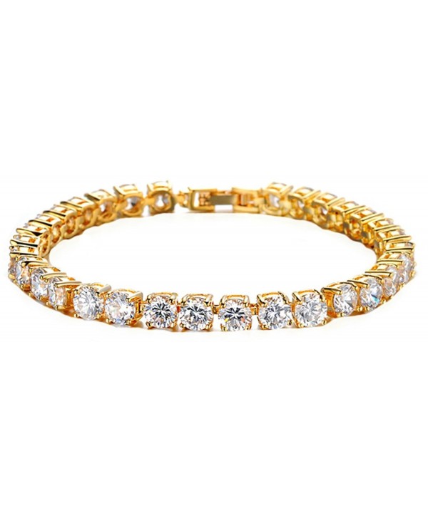 Moandy Jewellry White Gold Plated Tennis Bracelets Women Cubic Zirconia Chain Wedding Gift- White - Gold - C5128YNOB01