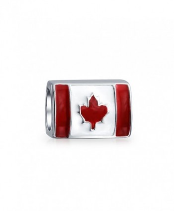 Bling Jewelry Canadian Flag Bead Sterling Silver Barrel Charm - CL115DABB79