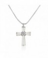 CZ Simulated Mother of Pearl Cross Pendant Rhodium Plated Necklace 16.5 Inches - C711D22DN1D