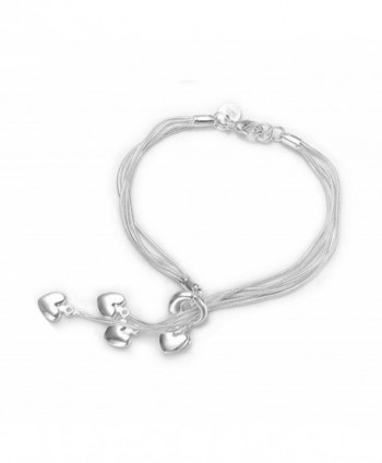 HMILYDYK Beautiful Heart pendant 925 Solid Silver plated Multiple Chain Bracelet Jewelry - CZ12EX6A6ZL