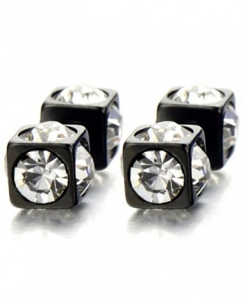 Pair Black Double Spike Stud Earrings in Stainless Steel for Men and Women - 3 - C611ZSM8ANF