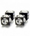 Pair Black Double Spike Stud Earrings in Stainless Steel for Men and Women - 3 - C611ZSM8ANF