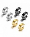 Flongo Stainless Silver Earrings Earring - 3PAIRS- silver-black-gold - C0127WOADQ3