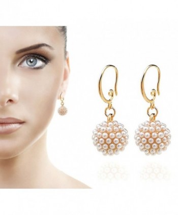 TS Luxury Pearl Earrings Fireball Spherical Drop Earrings Dangle Earrings - fireball - C1127N0D459