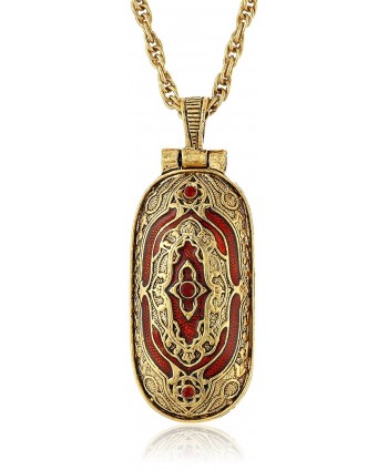 Symbols of Faith "Inspirations" 14k Gold-Dipped Red Swing Open Enclosed Crucifix Pendant Necklace - CC126XGZS2B
