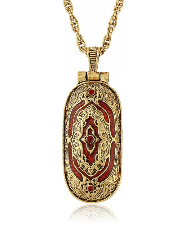 Symbols of Faith "Inspirations" 14k Gold-Dipped Red Swing Open Enclosed Crucifix Pendant Necklace - CC126XGZS2B