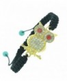Fashion sparkling crystal owl charm macrame shamballa adjustable bracelet - GOLD - C511F7BFV2B