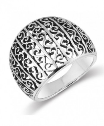 MIMI Sterling Silver Vintage Style Bali Swirl Filigree Scroll Domed Ring Size 5- 6- 7- 8- 9- 10- 11 - CX11JT82MCF