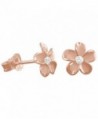 14kt Rose Gold Plated Sterling Silver 7mm Plumeria Stud Earrings - CR117WLTGT3