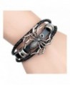 Xusamss Hip Hop Alloy Spider Bead Drawstring Rope Leather Cuff Bracelet-7-8inches - Black - CA182ZXIOH0