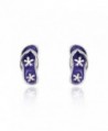 Sterling Silver Purple Flower Flip Flop Beach Shoes Sandal 10 mm Post Stud Earrings - C811TZT2VS3