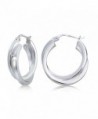 Sterling Silver Square-Tube Double Twisted 15mm Round Hoop Earrings - 20mm-Silver - C412MZ1VZHZ