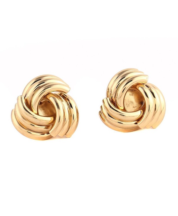 BOCAR Love Knot Plated 14K Gold Silver Stud Earrings - CF12G9SLRP5