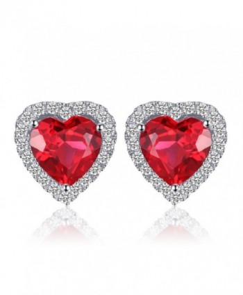 JewelryPalace Heart Of Ocean 3.8ct Created Red Ruby Love Forever Halo Stud Earrings 925 Sterling Silver - CU129N5JLIV
