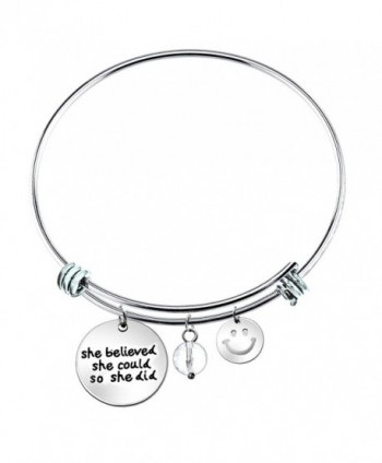 She Believed She Could so She Did Inspirational Expandable Wire Bangle Bracelet 2.5" - CT12NYP7NX8