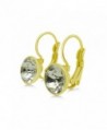 Swarovski Crystal Leverback Earrings - 8mm Dangling Bezel Set 15X Yellow Gold Plated - Jonquil - CE17Z040ROY