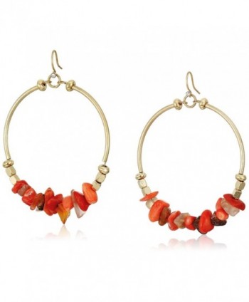 Kenneth Cole New York Coral Canyon Semiprecious Coral Chip Bead Gypsy Hoop Earrings - CG12BVQFIPP